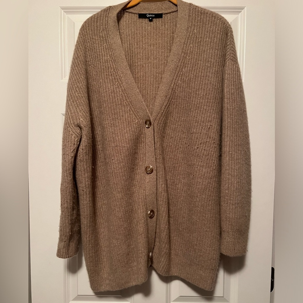 QUINCE Mongolian Cashmere Fisherman Cropped Cardigan Sweater size medium